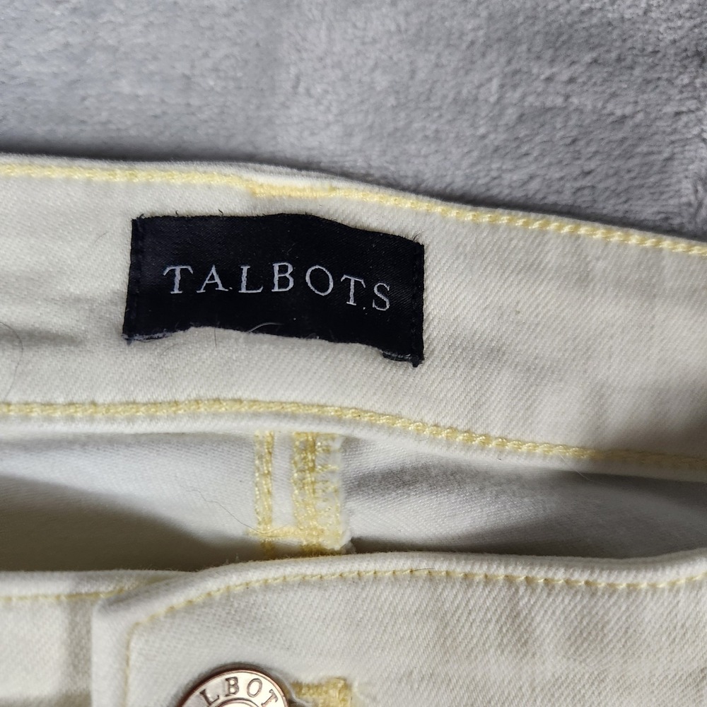 Talbots Jeans Women 12 Pale Yellow Straight Leg Crop Stretch Preppy Classic - Picture 2 of 9